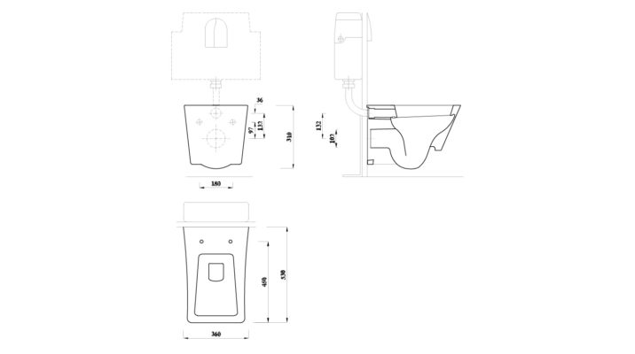 Kompakt Wc Matrix Square Rimless Lecico Cee